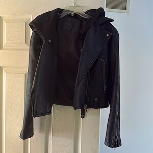 Y2K faux leather jacket with removable cotton hood